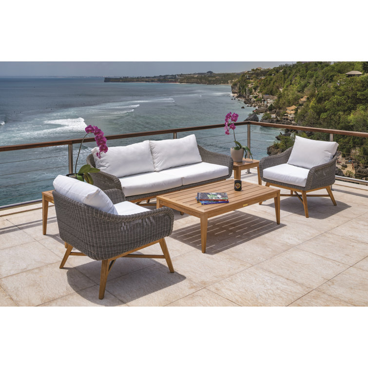 Kingsley Bate Zona Outdoor 3 Piece Teak Conversation Set with